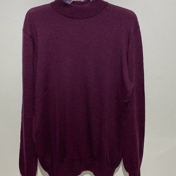 Kenneth Roberts Men's Purple Merino Wool Mock Neck Pullover Sweater Size Medium - Picture 1 of 10